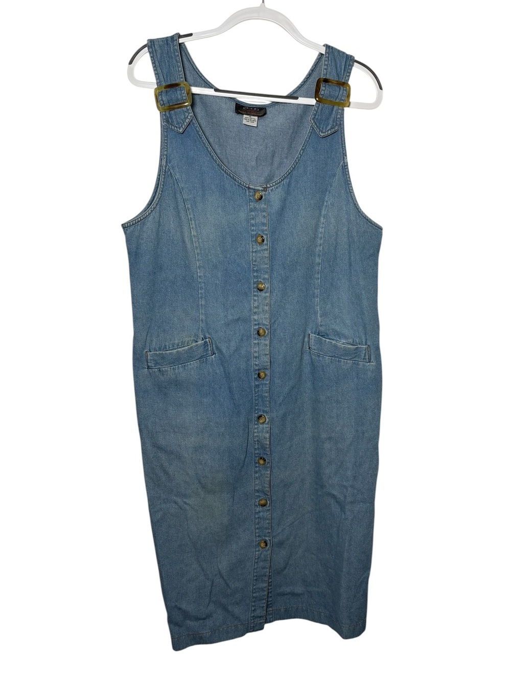 Vintage 90s Denim Button Front Dress Size 16 Teachercore Cottagecore Y2K